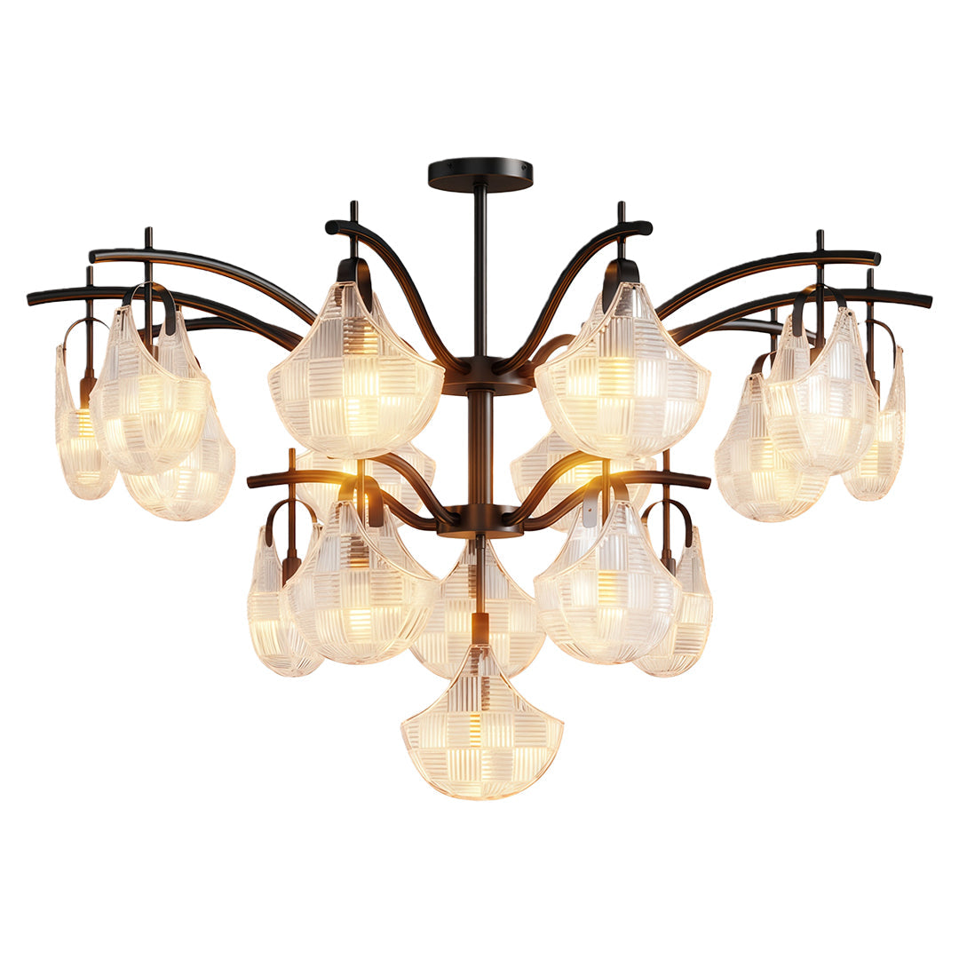 Shell Chandelier Modern Luxury Ceiling Light in Copper, Nickel, or Black