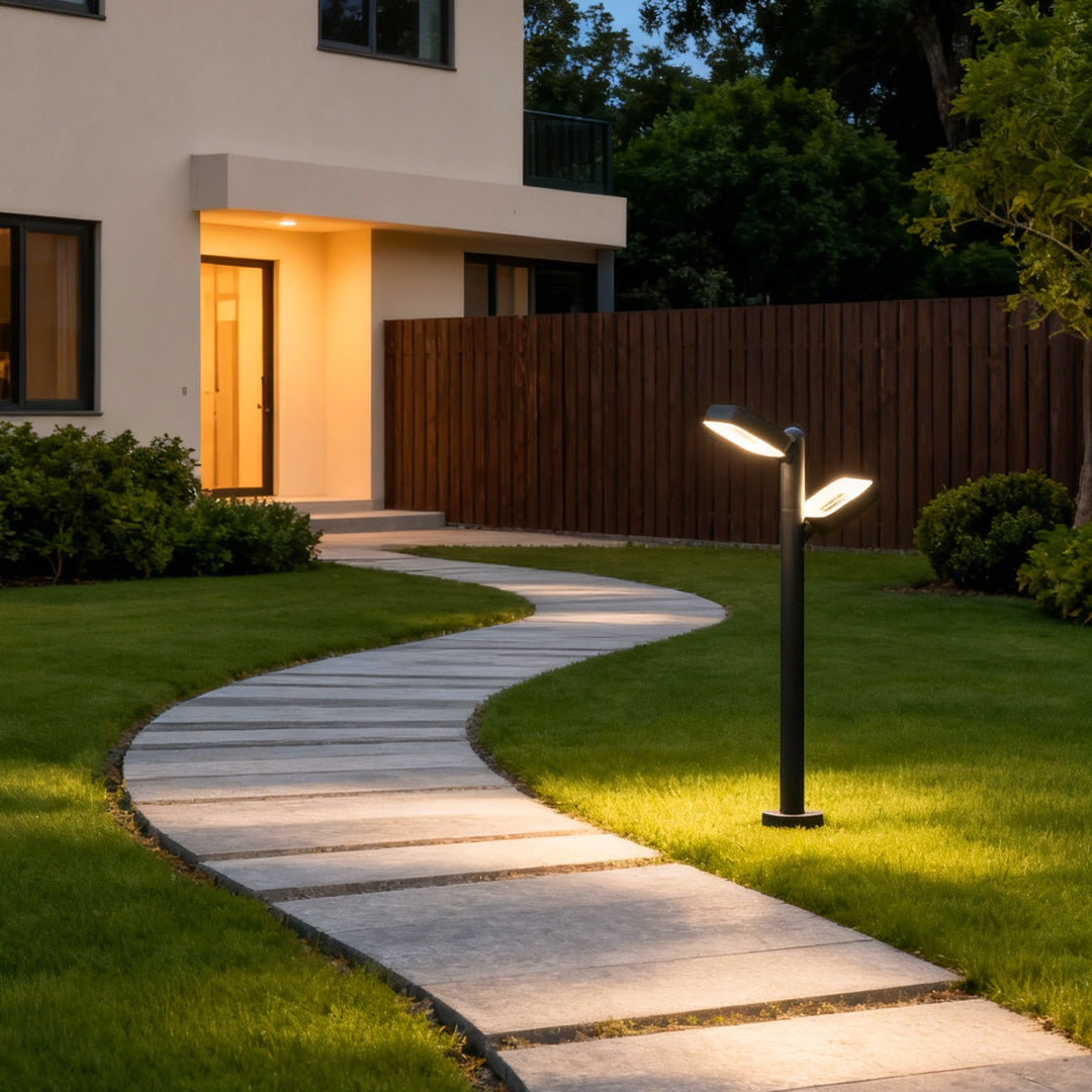 Modern Dual-Head LED Path Light for Garden Walkways