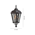 Outdoor Black Lantern Pendant Light with Adjustable Chain