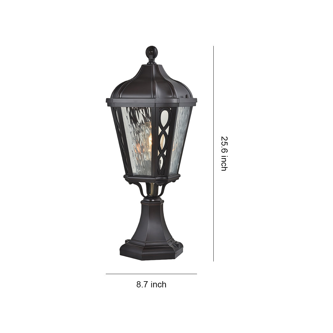 Aria Black Aluminum Post Light with Clear Glass Shade – Weatherproof Outdoor Pillar Lamp