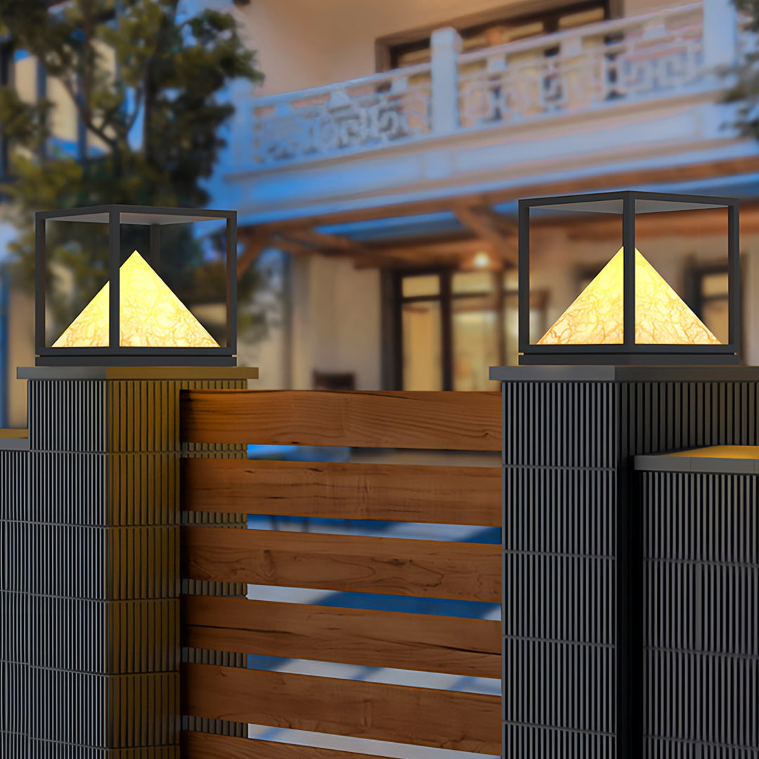 Aurelia Outdoor Pillar Light in Artificial Marble and Stainless Steel