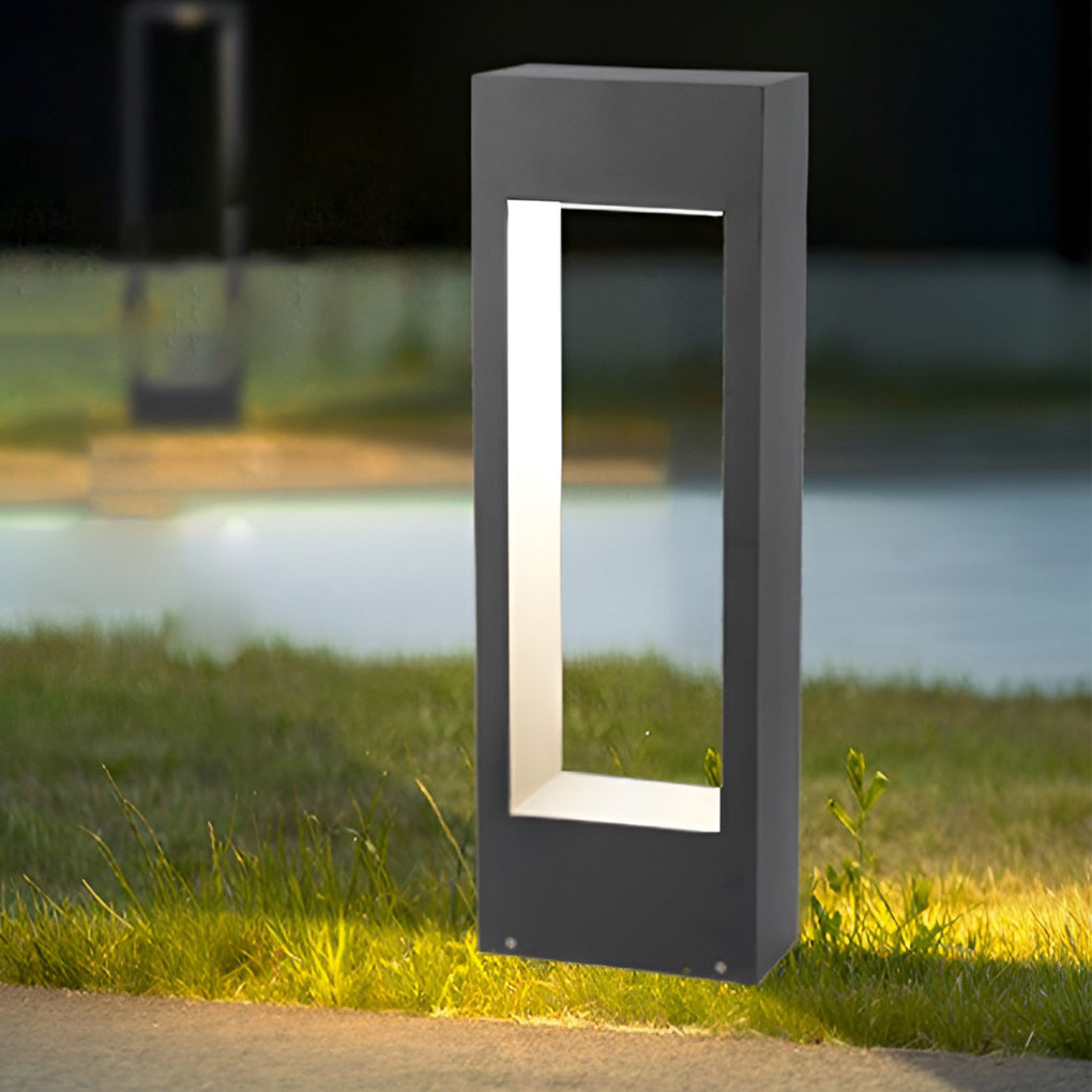 Slim Rectangular LED Lawn Light in Black Aluminum for Modern Landscape Illumination
