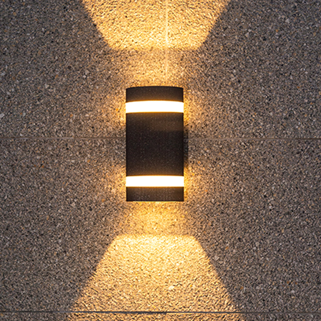 Modern Industrial Outdoor Wall Light with Up and Down Illumination