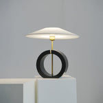 Nordic Walnut Wood Table Lamp with Beige Fabric Shade