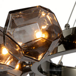Nova Round Chandelier in Black with Clear Glass Shades