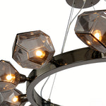 Nova Round Chandelier in Black with Clear Glass Shades