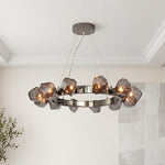 Nova Round Chandelier in Black with Clear Glass Shades