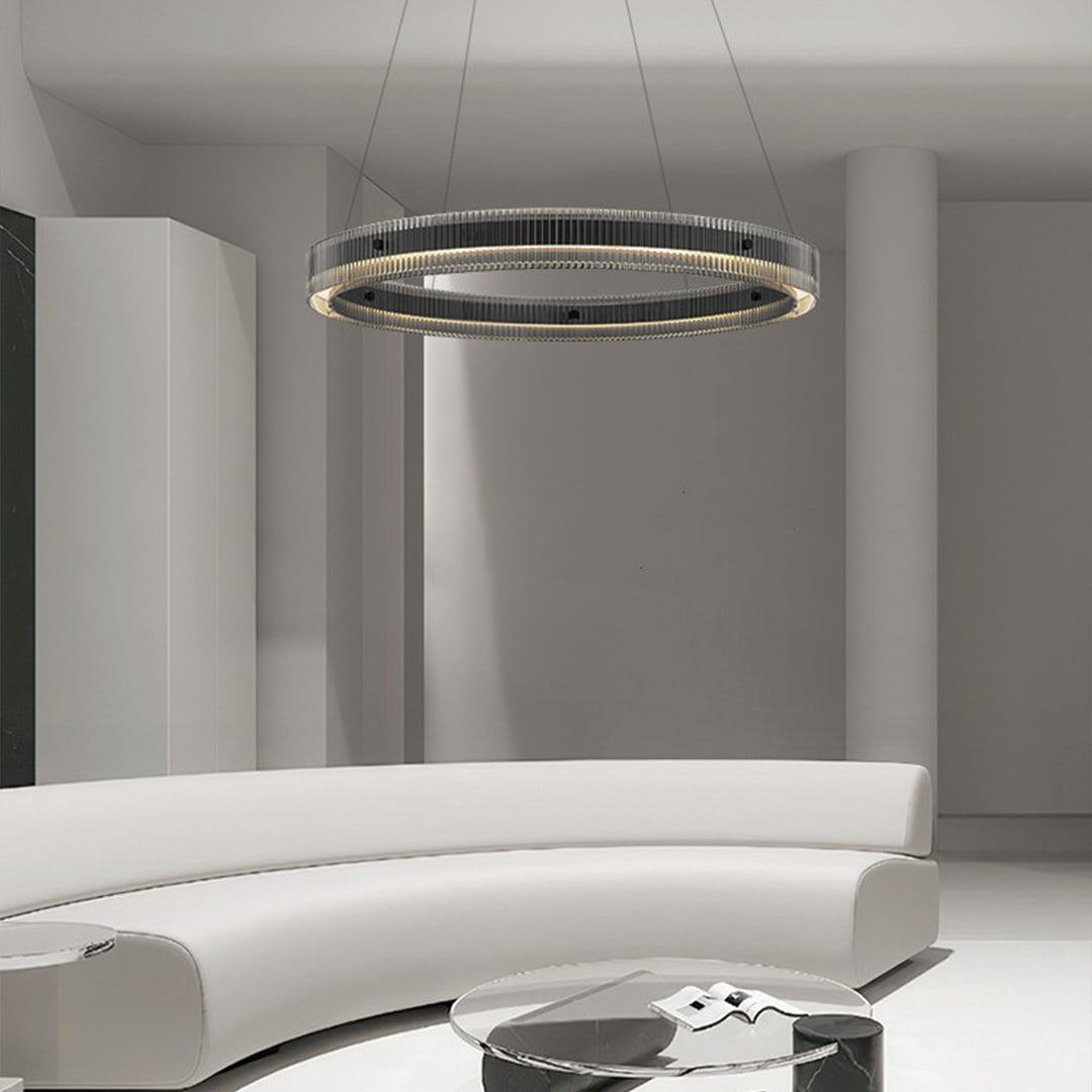 Black Round Chandelier Minimalist Italian Glass Pendant Light