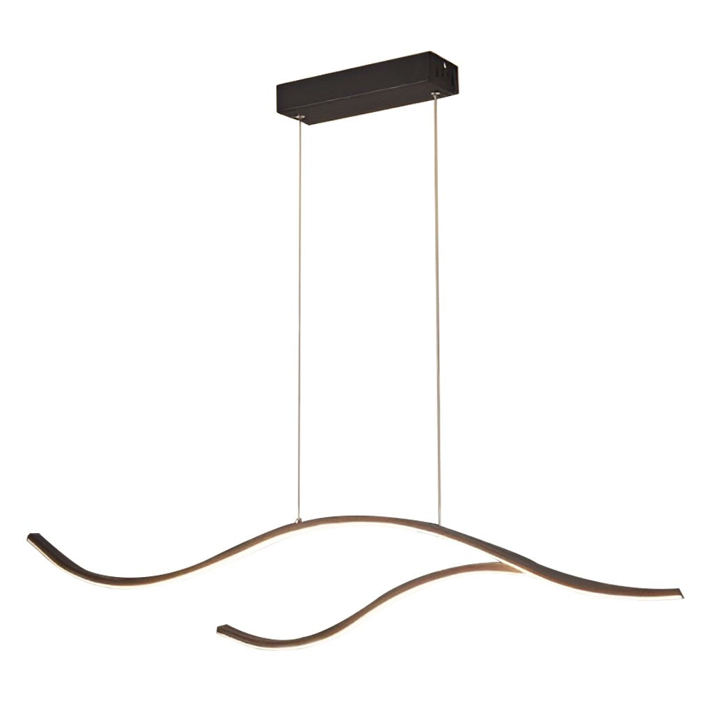 Wavy LED Pendant Light with Adjustable Height in Metallic Finishes