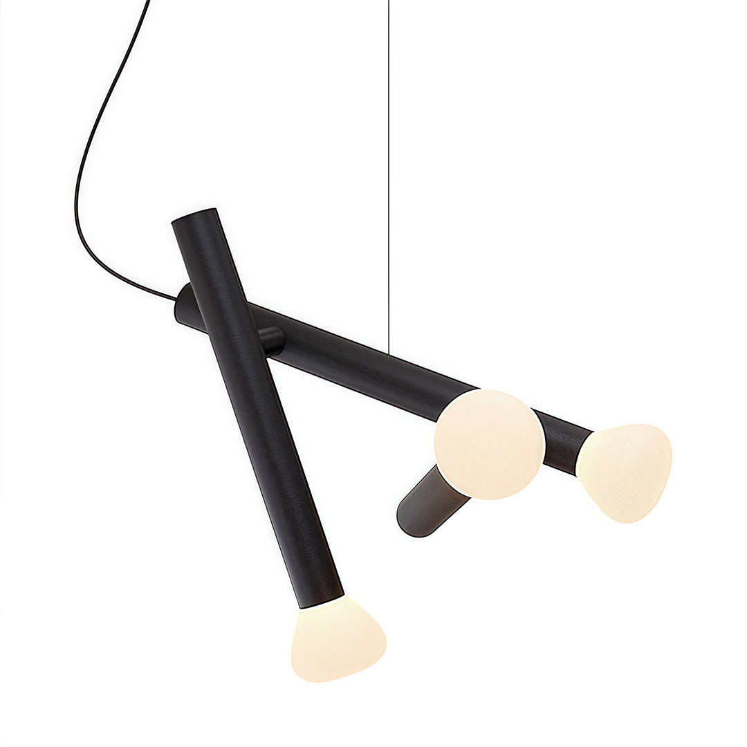 Cylindrical Black Pendant Light with Clear Glass Shade