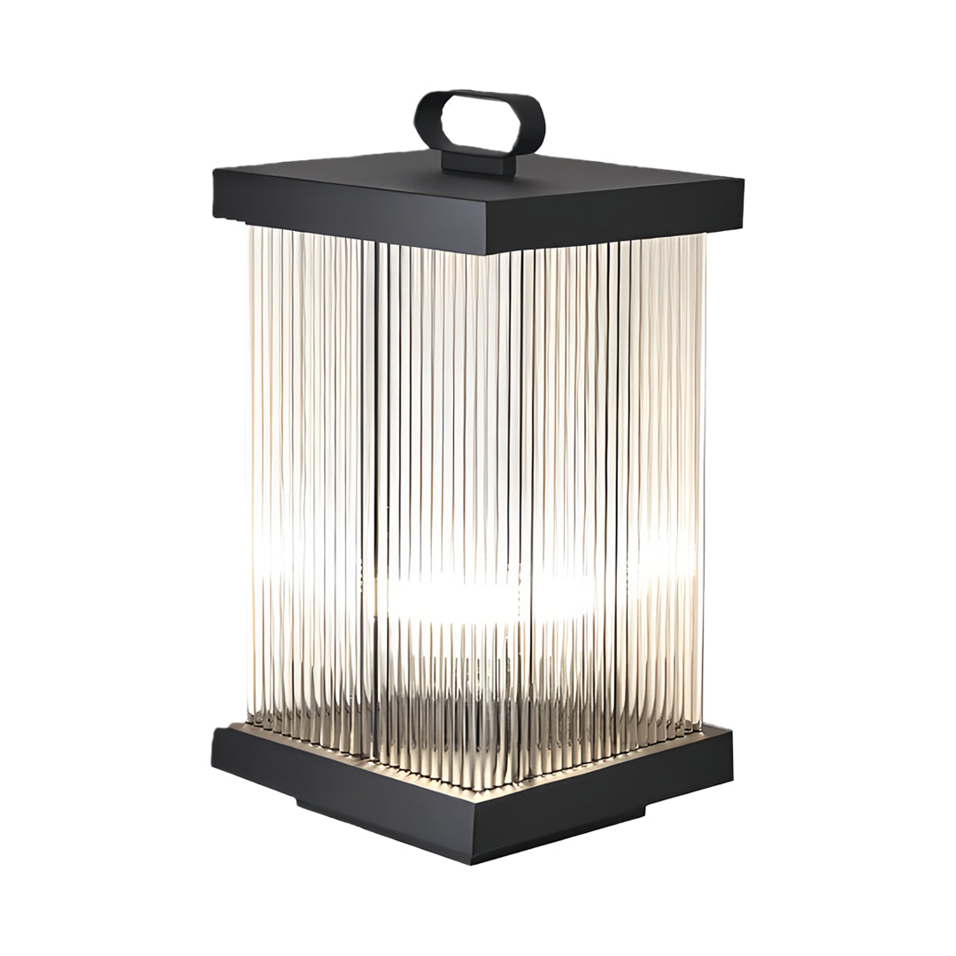Ripple Glass Solar Lanterns for Garden, Modern Black Outdoor Lighting