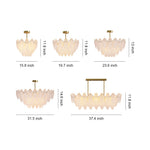 Feathers Full-Copper Chandelier with Pearl Glass Shades