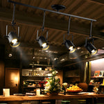 Industrial Black Track Lighting Fixture with Adjustable Spotlights