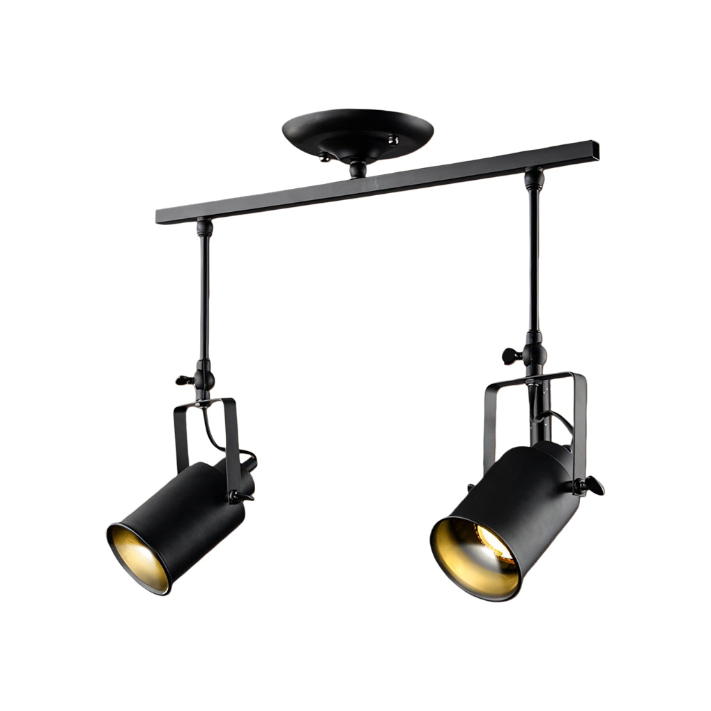Industrial Black Track Lighting Fixture with Adjustable Spotlights