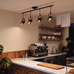 Industrial Black Track Lighting Fixture with Adjustable Spotlights