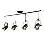 Industrial Black Track Lighting Fixture with Adjustable Spotlights