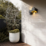 Geometric Black Up Down Outdoor Wall Sconce with Warm LED Light