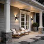 Geometric Black Up Down Outdoor Wall Sconce with Warm LED Light