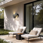 Geometric Black Up Down Outdoor Wall Sconce with Warm LED Light