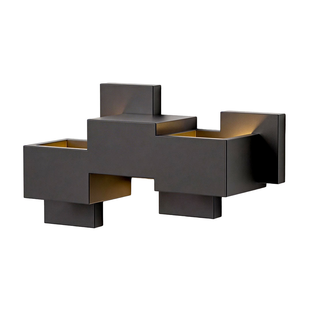 Geometric Black Up Down Outdoor Wall Sconce with Warm LED Light