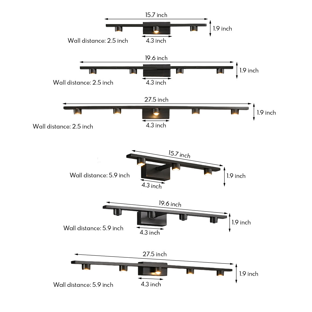 Minimalist LED Vanity Light Bar for Bathroom Mirror – Modern Black Wall Mount