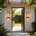Outdoor Wall Sconce with Faux Marble Shade in Black Stainless Steel