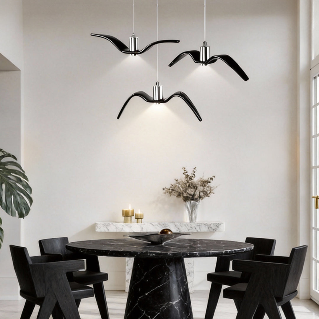 Wing Pendant Light Modern Seagull LED Metal Hanging Lamp