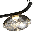 Minimalist Black Wrought Iron Chandelier with Smoked Glass Shades