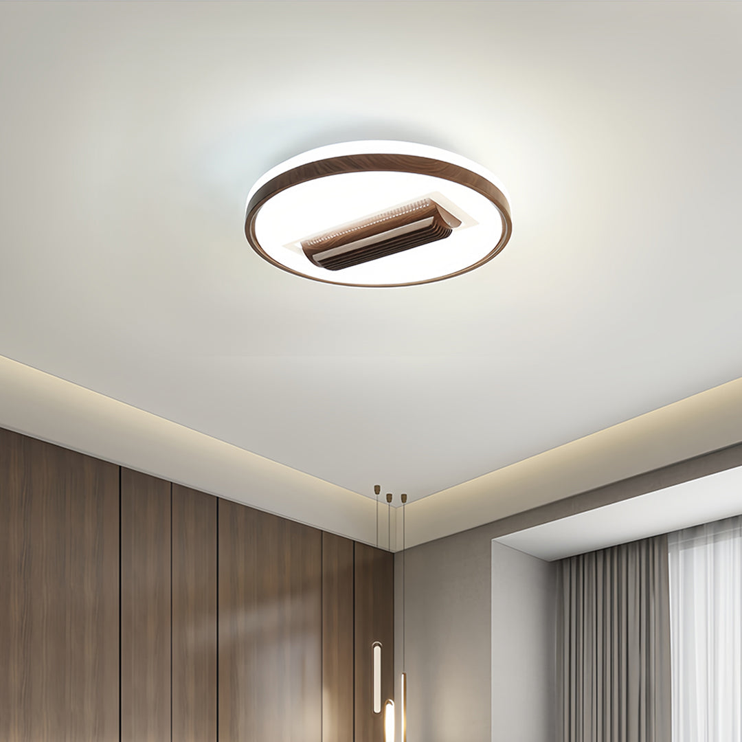 Aura Bladeless Ceiling Fan with Integrated LED Light | Modern Flush Mount