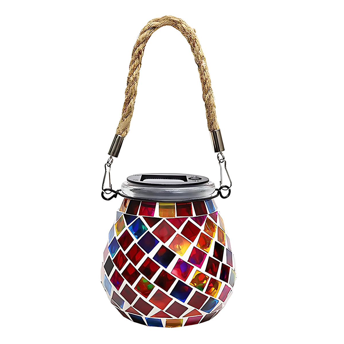 Artisan Solar Glass Mosaic Lantern for Garden and Patio