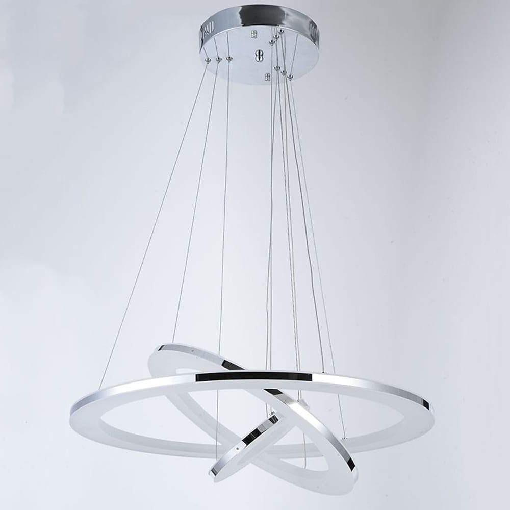 Adjustable Led 3 Ring Chandelier Modern 24Inch Hanging Ceiling Light