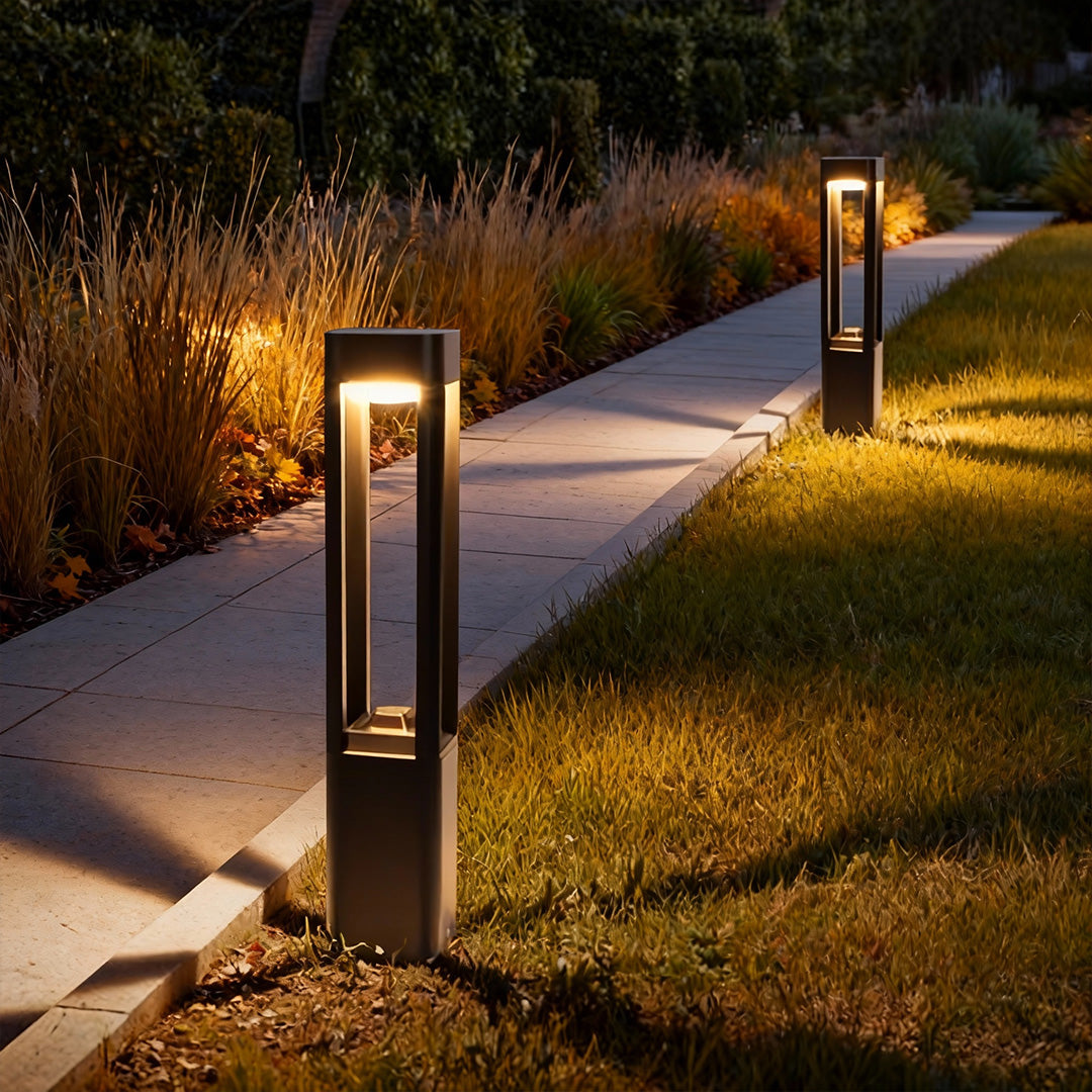 Modern Aluminum Bollard Landscape Light with Warm LED Glow