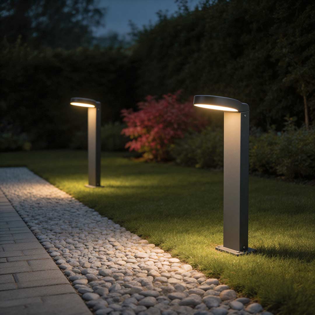 Lumina Bollard Landscape Light with LED Ring – Modern Outdoor Path Lighting