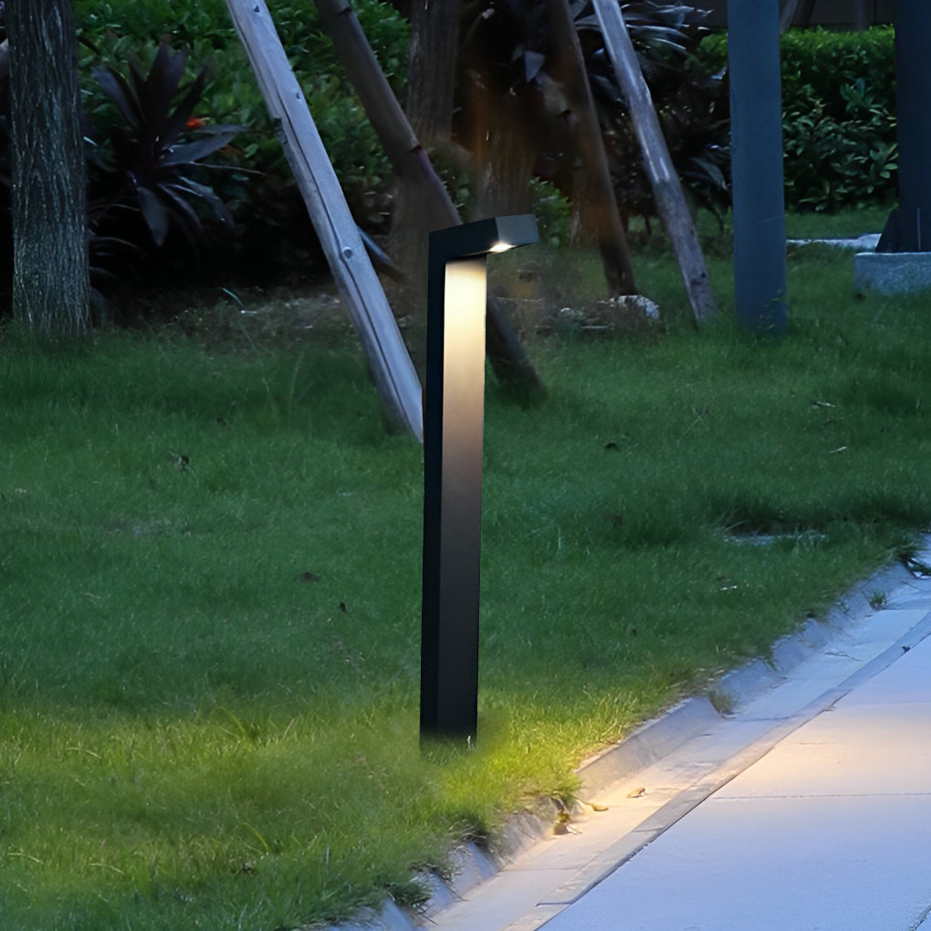 Modern Black Aluminum Bollard Path Light for Garden Walkways