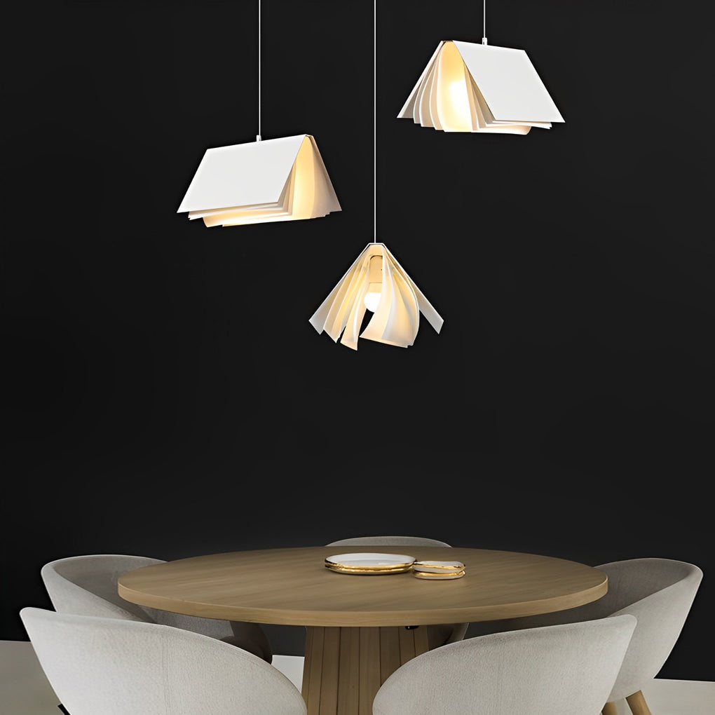 Modern Book Pendant Light with Fabric Shade for Study and Office