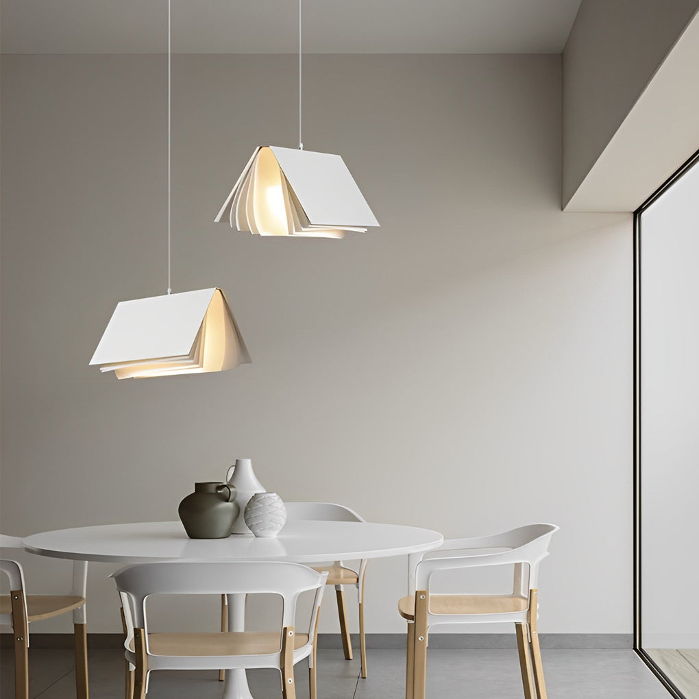 Modern Book Pendant Light with Fabric Shade for Study and Office