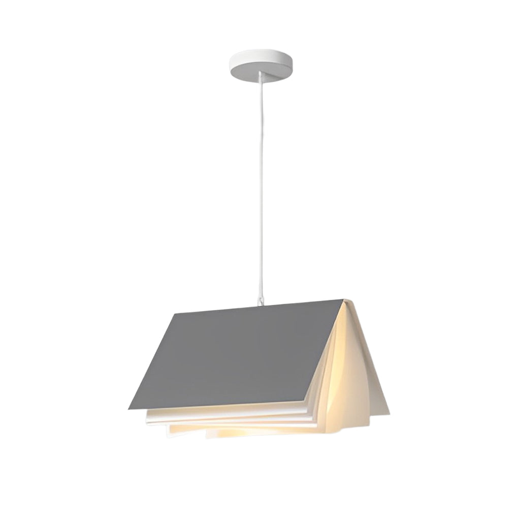 Modern Book Pendant Light with Fabric Shade for Study and Office