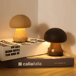 Aurora Wooden Mushroom Table Lamp with Touch Dimming