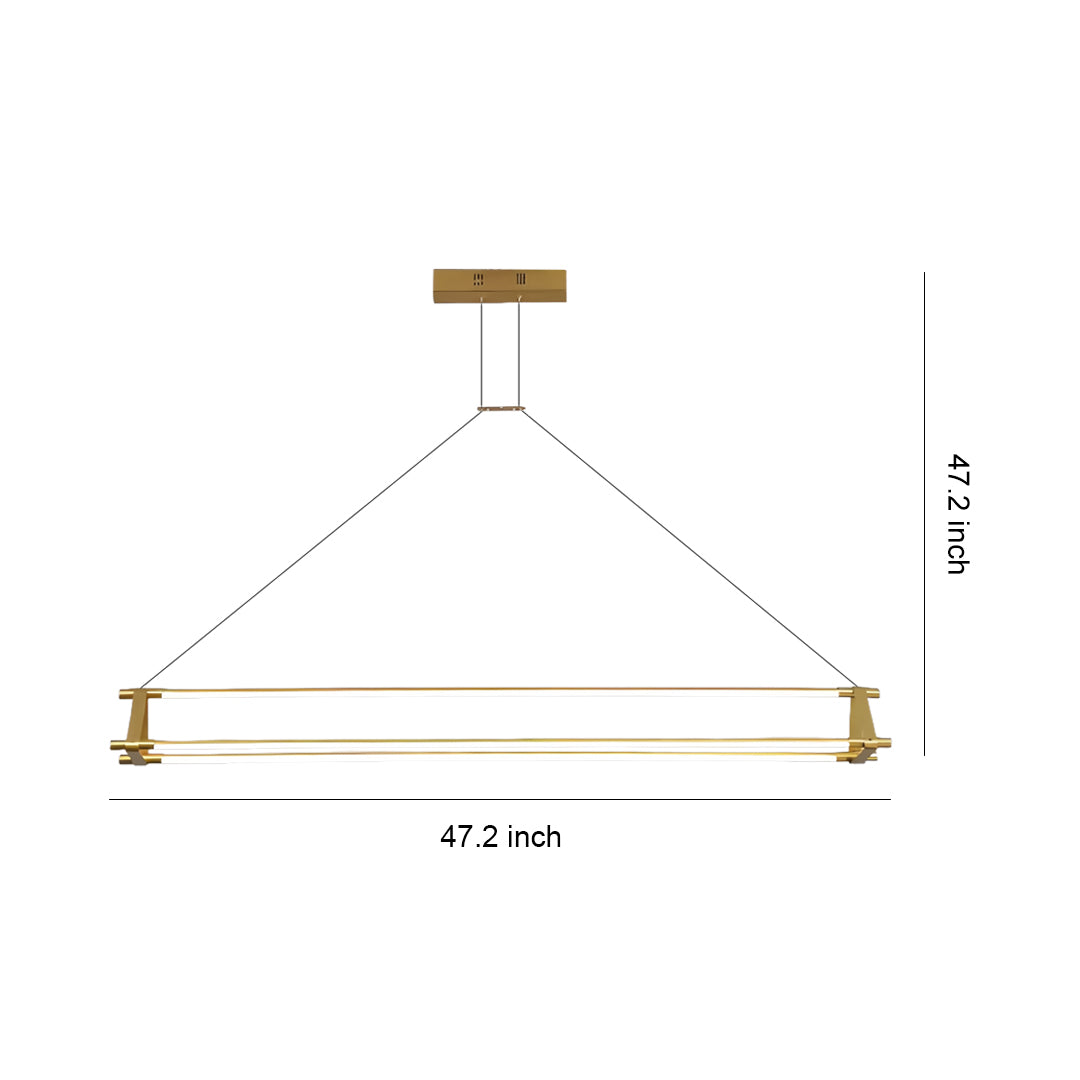 Slim Linear LED Pendant Light with Dimmable Brass Finish for Kitchen Island