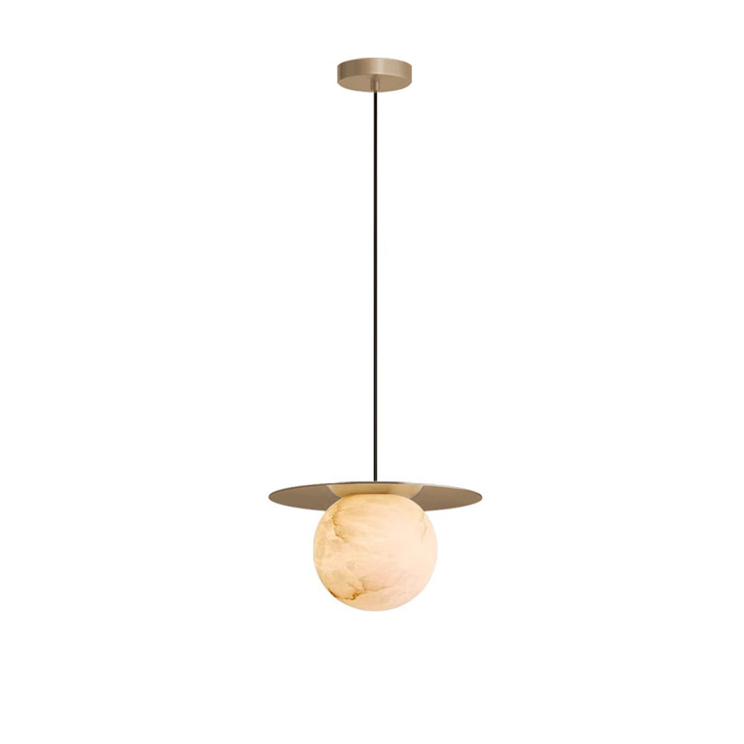 Marble Ball Pendant Light with Brass Accent – Nordic Modern Hanging Lamp