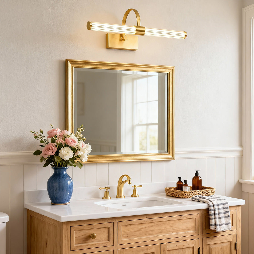 Aurora Nordic Brass Vanity Light Bar for Bathroom Mirror