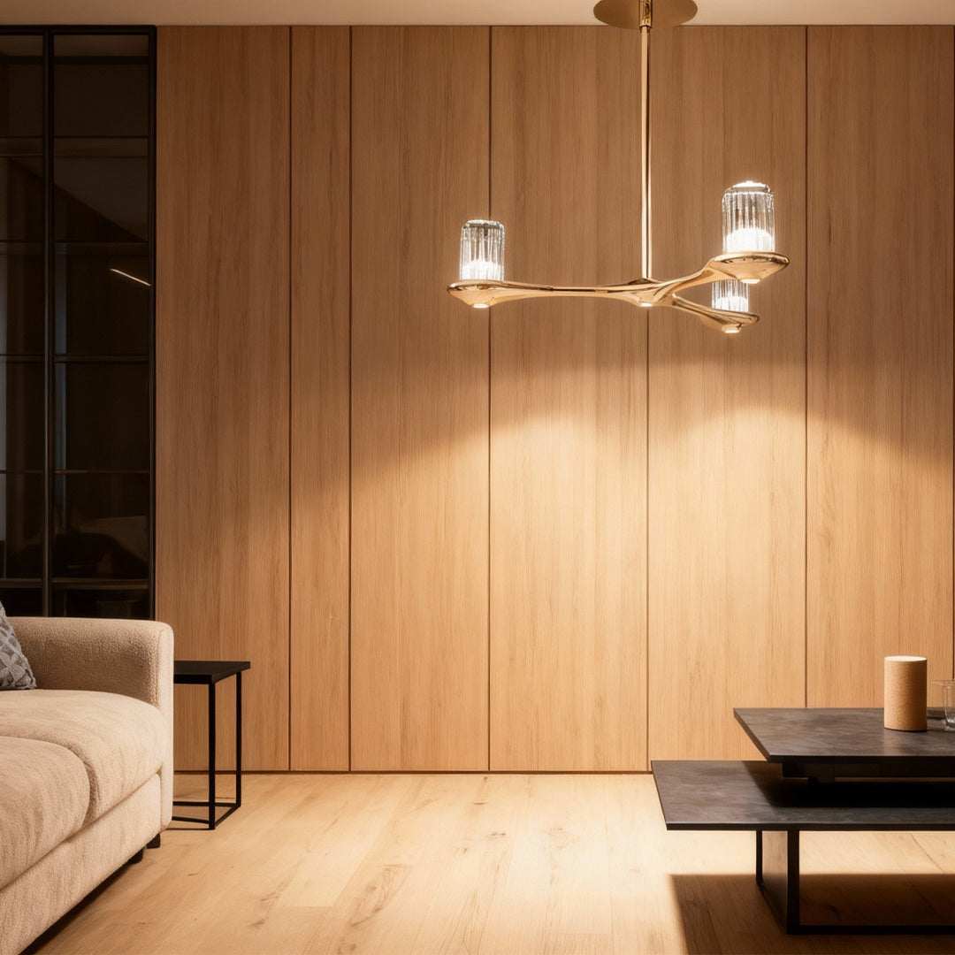 Aurelia Brass Crystal Chandelier – Nordic Minimalist Pendant Light