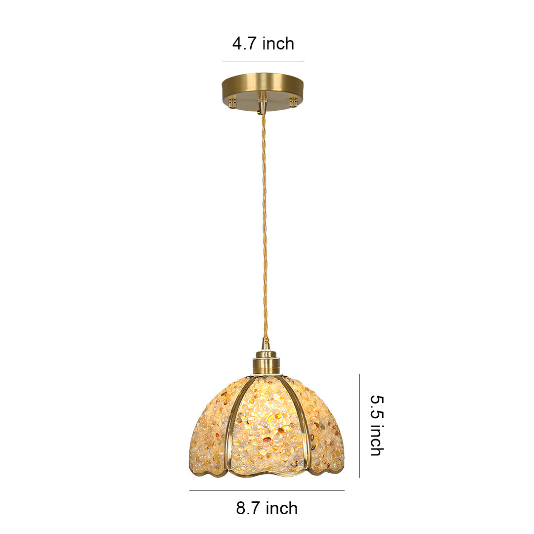 Vintage Crystal Pendant Light in Solid Copper, Small Scale