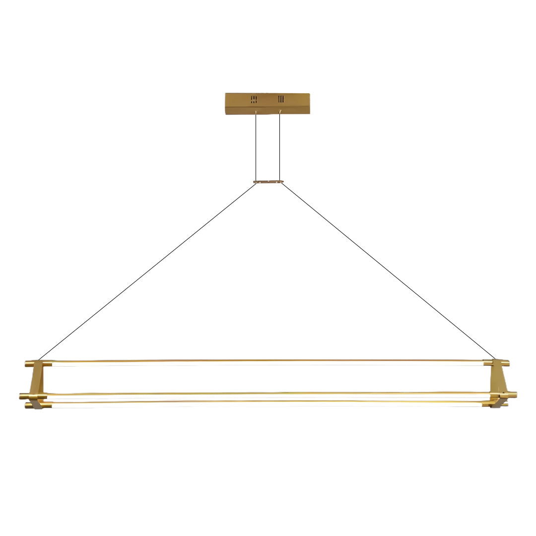 Slim Linear LED Pendant Light with Dimmable Brass Finish for Kitchen Island