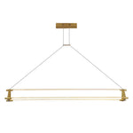 Slim Linear LED Pendant Light with Dimmable Brass Finish for Kitchen Island