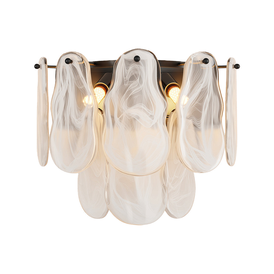 Art Deco French Glass Wall Sconce in Copper, Nickel, or Black