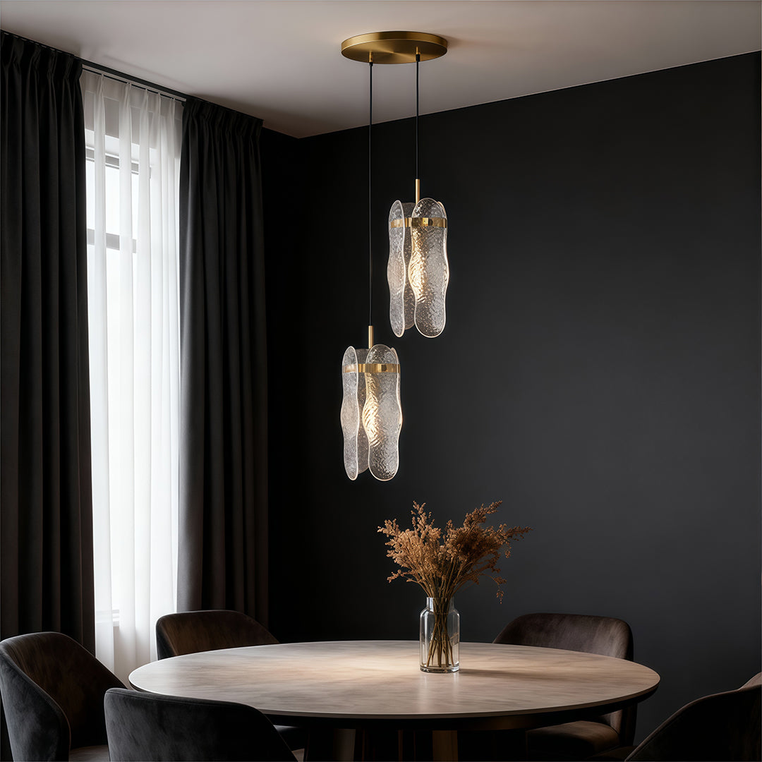 Luxury Brass Glass Pendant Light with Adjustable Chain for Modern Interiors