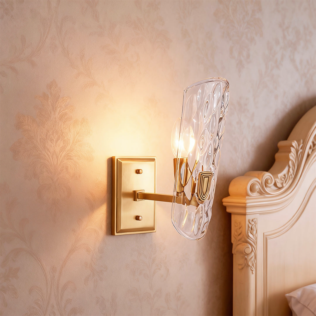 Classic European Brass Glass Wall Sconce with Clear Shade