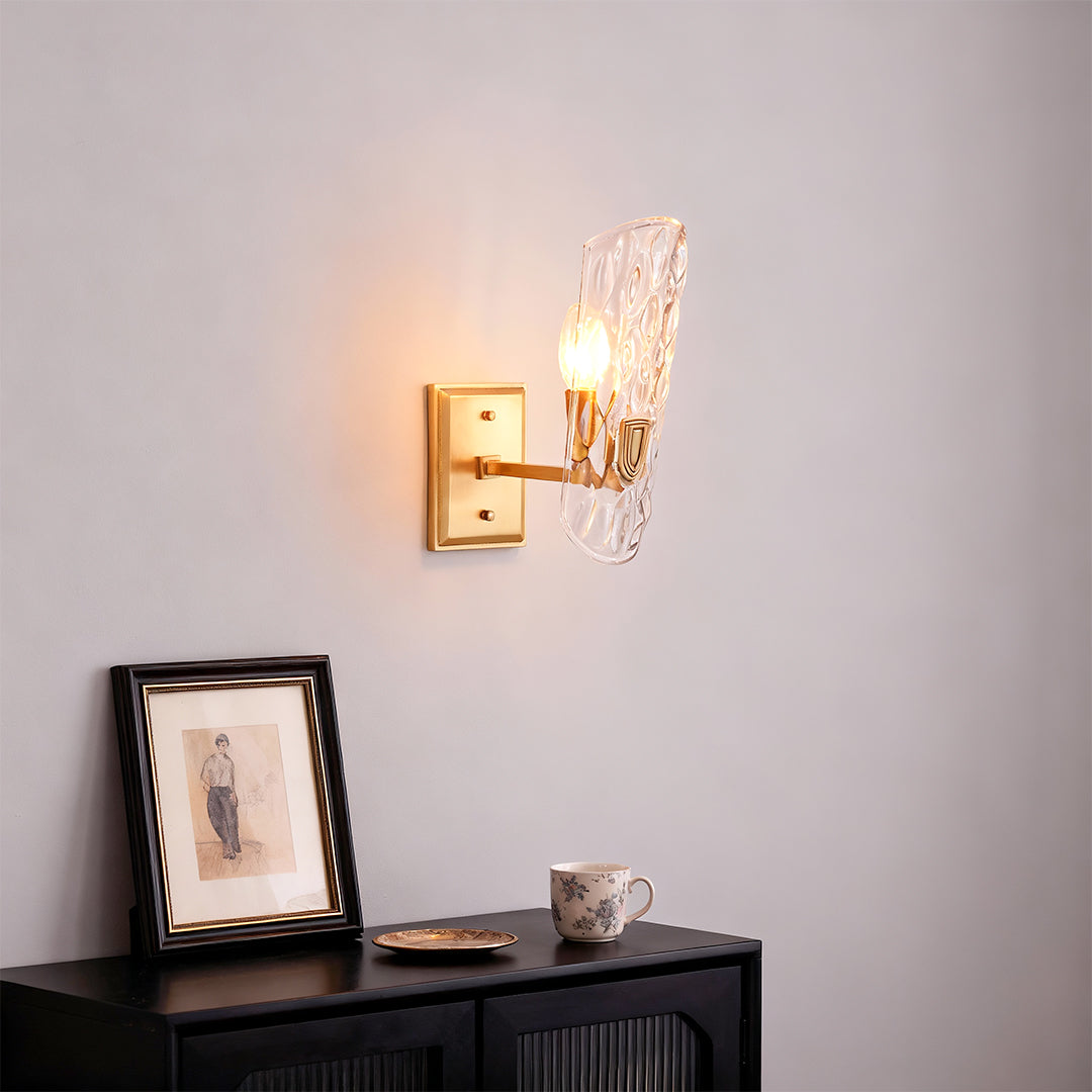 Classic European Brass Glass Wall Sconce with Clear Shade