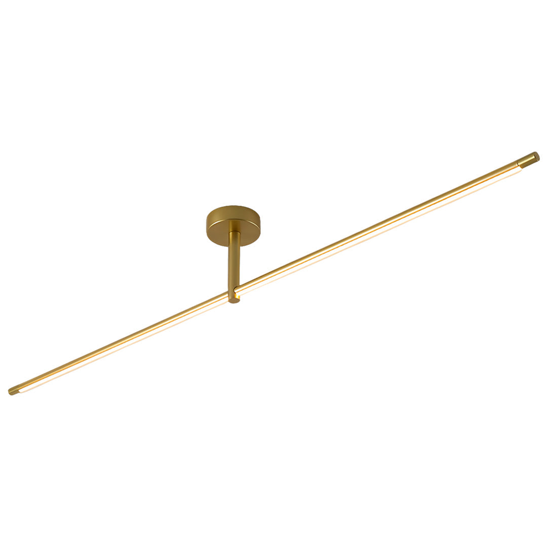Linear LED Semi Flush Mount Ceiling Light in Black and Brass